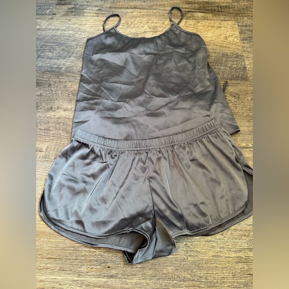 Ekouaer Gray Pajama Set with Spaghetti Straps and Elastic Waistband #21